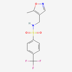 molecular formula C12H11F3N2O3S B2762968 N-((5-methylisoxazol-4-yl)methyl)-4-(trifluoromethyl)benzenesulfonamide CAS No. 2034404-89-0