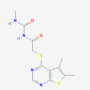 molecular formula C12H14N4O2S2 B276297 N-{[(5,6-dimethylthieno[2,3-d]pyrimidin-4-yl)sulfanyl]acetyl}-N'-methylurea 