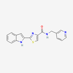 molecular formula C18H14N4OS B2762975 2-(1H-indol-2-yl)-N-(pyridin-3-ylmethyl)thiazole-4-carboxamide CAS No. 1171706-48-1