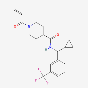 molecular formula C20H23F3N2O2 B2762979 N-[Cyclopropyl-[3-(trifluoromethyl)phenyl]methyl]-1-prop-2-enoylpiperidine-4-carboxamide CAS No. 2411271-52-6