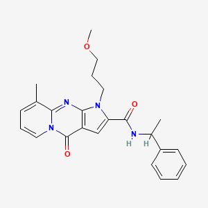 molecular formula C24H26N4O3 B2762989 1-(3-methoxypropyl)-9-methyl-4-oxo-N-(1-phenylethyl)-1,4-dihydropyrido[1,2-a]pyrrolo[2,3-d]pyrimidine-2-carboxamide CAS No. 902043-58-7