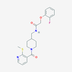 molecular formula C21H24FN3O3S B2762991 2-(2-fluorophenoxy)-N-((1-(2-(methylthio)nicotinoyl)piperidin-4-yl)methyl)acetamide CAS No. 1235108-28-7
