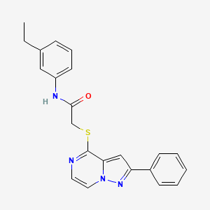 molecular formula C22H20N4OS B2762993 N-(3-乙基苯基)-2-[(2-苯基吡唑并[1,5-a]嘧啶-4-基)硫代]乙酰胺 CAS No. 1021216-47-6