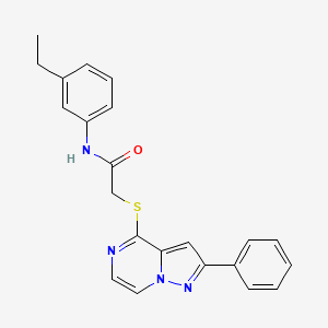 N-(3-ETHYLPHENYL)-2-({2-PHENYLPYRAZOLO[1,5-A]PYRAZIN-4-YL}SULFANYL)ACETAMIDE