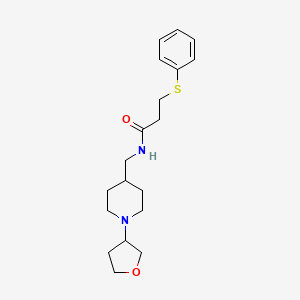 molecular formula C19H28N2O2S B2762998 3-(苯基硫代)-N-((1-(四氢呋喃-3-基)哌啶-4-基)甲基)丙酰胺 CAS No. 2034295-22-0