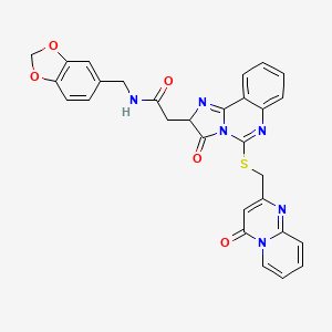 N-(1,3-benzodioxol-5-ylmethyl)-2-[3-oxo-5-[(4-oxopyrido[1,2-a]pyrimidin-2-yl)methylsulfanyl]-2H-imidazo[1,2-c]quinazolin-2-yl]acetamide