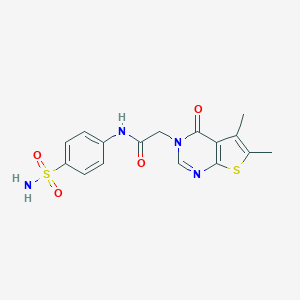 molecular formula C16H16N4O4S2 B276301 N-[4-(aminosulfonyl)phenyl]-2-(5,6-dimethyl-4-oxothieno[2,3-d]pyrimidin-3(4H)-yl)acetamide 