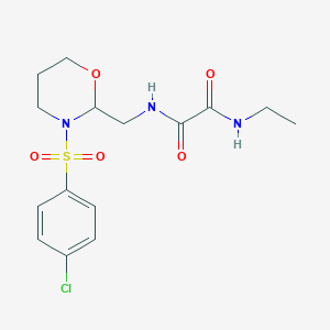 molecular formula C15H20ClN3O5S B2763010 N'-[[3-(4-chlorophenyl)sulfonyl-1,3-oxazinan-2-yl]methyl]-N-ethyloxamide CAS No. 872722-83-3
