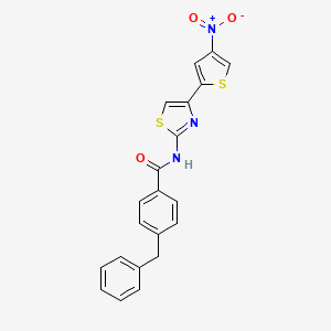 molecular formula C21H15N3O3S2 B2763025 4-苄基-N-[4-(4-硝基噻吩-2-基)-1,3-噻唑-2-基]苯甲酰胺 CAS No. 441289-73-2