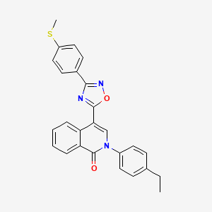 molecular formula C26H21N3O2S B2763035 2-(4-ethylphenyl)-4-(3-(4-(methylthio)phenyl)-1,2,4-oxadiazol-5-yl)isoquinolin-1(2H)-one CAS No. 1326824-36-5