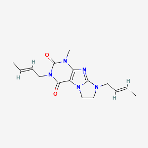 molecular formula C16H21N5O2 B2763041 3,8-di((E)-but-2-en-1-yl)-1-methyl-7,8-dihydro-1H-imidazo[2,1-f]purine-2,4(3H,6H)-dione CAS No. 1190324-15-2