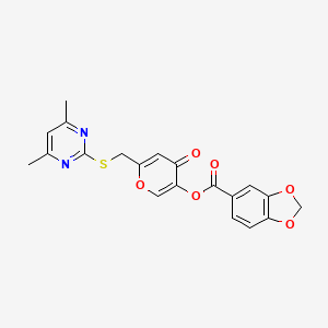 [6-[(4,6-Dimethylpyrimidin-2-yl)sulfanylmethyl]-4-oxopyran-3-yl] 1,3-benzodioxole-5-carboxylate