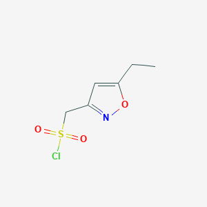 molecular formula C6H8ClNO3S B2763052 (5-Ethyl-1,2-oxazol-3-yl)methanesulfonyl chloride CAS No. 2377031-27-9