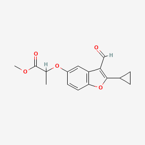 molecular formula C16H16O5 B2763055 Methyl 2-[(2-cyclopropyl-3-formyl-1-benzofuran-5-yl)oxy]propanoate CAS No. 1211249-98-7