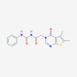 molecular formula C17H16N4O3S B276307 N-[(5,6-dimethyl-4-oxothieno[2,3-d]pyrimidin-3(4H)-yl)acetyl]-N'-phenylurea 