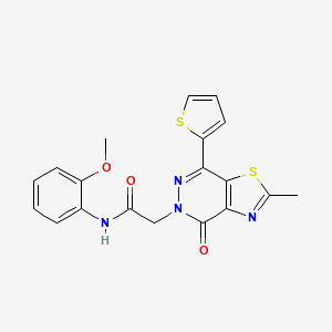 molecular formula C19H16N4O3S2 B2763070 N-(2-methoxyphenyl)-2-(2-methyl-4-oxo-7-(thiophen-2-yl)thiazolo[4,5-d]pyridazin-5(4H)-yl)acetamide CAS No. 942004-49-1