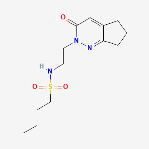 molecular formula C13H21N3O3S B2763072 N-(2-(3-oxo-3,5,6,7-tetrahydro-2H-cyclopenta[c]pyridazin-2-yl)ethyl)butane-1-sulfonamide CAS No. 2097897-39-5