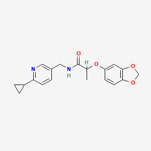 molecular formula C19H20N2O4 B2763077 2-(苄基硫基)-5-[3-(三氟甲基)苯基]烟酰亚胺 CAS No. 2309752-38-1