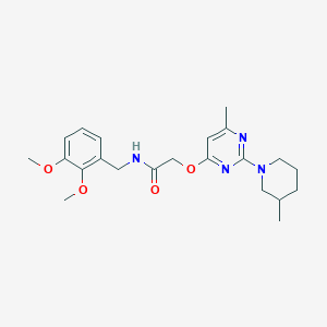 molecular formula C22H30N4O4 B2763078 N-(2,3-dimethoxybenzyl)-2-{[6-methyl-2-(3-methylpiperidin-1-yl)pyrimidin-4-yl]oxy}acetamide CAS No. 1029724-24-0