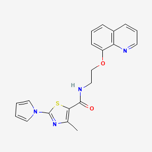 molecular formula C20H18N4O2S B2763086 4-methyl-2-(1H-pyrrol-1-yl)-N-(2-(quinolin-8-yloxy)ethyl)thiazole-5-carboxamide CAS No. 1207055-56-8