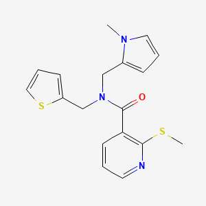 molecular formula C18H19N3OS2 B2763089 N-((1-methyl-1H-pyrrol-2-yl)methyl)-2-(methylthio)-N-(thiophen-2-ylmethyl)nicotinamide CAS No. 1251573-16-6