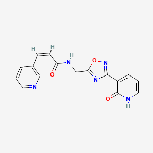 molecular formula C16H13N5O3 B2763093 (Z)-N-((3-(2-氧代-1,2-二氢吡啶-3-基)-1,2,4-噁二唑-5-基)甲基)-3-(吡啶-3-基)丙烯酰胺 CAS No. 2035003-56-4