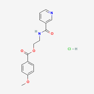 molecular formula C16H17ClN2O4 B2763100 2-(烟酰胺基)乙基-4-甲氧基苯甲酸酯盐酸盐 CAS No. 463933-64-4