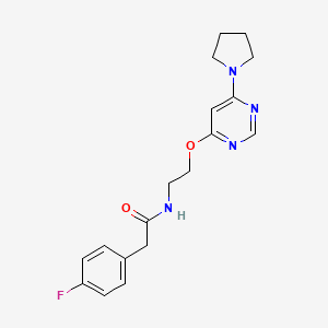 2-(4-fluorophenyl)-N-(2-((6-(pyrrolidin-1-yl)pyrimidin-4-yl)oxy)ethyl)acetamide