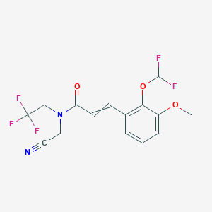 molecular formula C15H13F5N2O3 B2763106 N-(氰甲基)-3-[2-(二氟甲氧基)-3-甲氧基苯基]-N-(2,2,2-三氟乙基)丙-2-烯酰胺 CAS No. 1384815-42-2