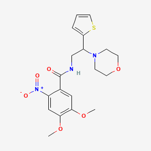molecular formula C19H23N3O6S B2763107 4,5-dimethoxy-N-(2-morpholino-2-(thiophen-2-yl)ethyl)-2-nitrobenzamide CAS No. 899744-67-3