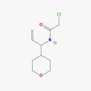 molecular formula C10H16ClNO2 B2763115 2-Chloro-N-[1-(oxan-4-yl)prop-2-enyl]acetamide CAS No. 2411307-11-2