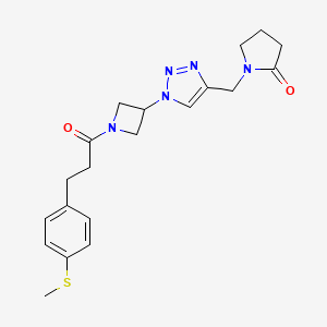 1-((1-(1-(3-(4-(methylthio)phenyl)propanoyl)azetidin-3-yl)-1H-1,2,3-triazol-4-yl)methyl)pyrrolidin-2-one
