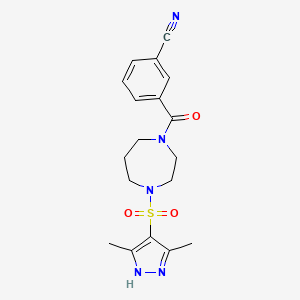 3-(4-((3,5-dimethyl-1H-pyrazol-4-yl)sulfonyl)-1,4-diazepane-1-carbonyl)benzonitrile