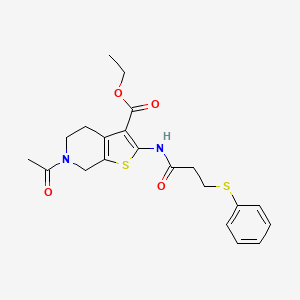 Ethyl 6-acetyl-2-(3-(phenylthio)propanamido)-4,5,6,7-tetrahydrothieno[2,3-c]pyridine-3-carboxylate
