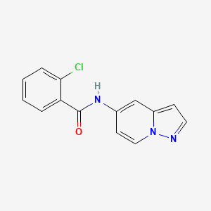 molecular formula C14H10ClN3O B2763127 2-chloro-N-(pyrazolo[1,5-a]pyridin-5-yl)benzamide CAS No. 2034265-95-5