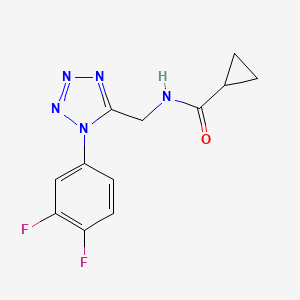 molecular formula C12H11F2N5O B2763133 N-((1-(3,4-二氟苯基)-1H-四唑-5-基)甲基)环丙烷甲酸酰胺 CAS No. 942000-03-5