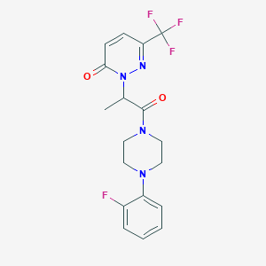 molecular formula C18H18F4N4O2 B2763155 2-[1-[4-(2-Fluorophenyl)piperazin-1-yl]-1-oxopropan-2-yl]-6-(trifluoromethyl)pyridazin-3-one CAS No. 2380168-01-2