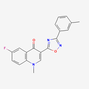 molecular formula C19H14FN3O2 B2763160 6-fluoro-1-methyl-3-(3-(m-tolyl)-1,2,4-oxadiazol-5-yl)quinolin-4(1H)-one CAS No. 1260721-78-5