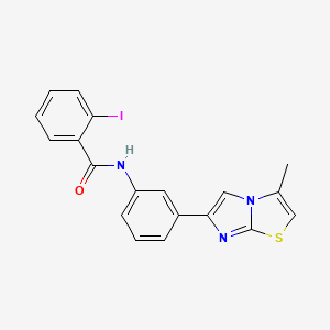 molecular formula C19H14IN3OS B2763162 2-iodo-N-(3-(3-methylimidazo[2,1-b]thiazol-6-yl)phenyl)benzamide CAS No. 921138-34-3