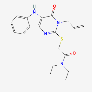 molecular formula C19H22N4O2S B2763164 N,N-diethyl-2-[(4-oxo-3-prop-2-enyl-5H-pyrimido[5,4-b]indol-2-yl)sulfanyl]acetamide CAS No. 888449-91-0