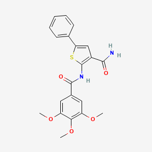 molecular formula C21H20N2O5S B2763166 5-Phenyl-2-(3,4,5-trimethoxybenzamido)thiophene-3-carboxamide CAS No. 941917-11-9