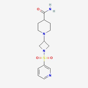 molecular formula C14H20N4O3S B2763167 1-(1-(Pyridin-3-ylsulfonyl)azetidin-3-yl)piperidine-4-carboxamide CAS No. 2034360-16-0
