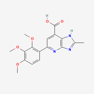 molecular formula C17H17N3O5 B2763168 2-methyl-5-(2,3,4-trimethoxyphenyl)-3H-imidazo[4,5-b]pyridine-7-carboxylic acid CAS No. 1021052-28-7