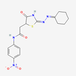 (E)-2-(2-(cyclohexylidenehydrazono)-4-oxothiazolidin-5-yl)-N-(4-nitrophenyl)acetamide