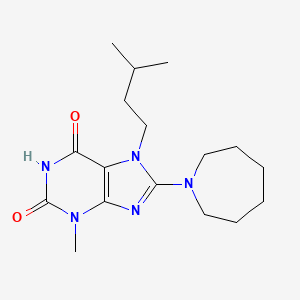 molecular formula C17H27N5O2 B2763175 8-(氮杂庚烷-1-基)-3-甲基-7-(3-甲基丁基)嘌呤-2,6-二酮 CAS No. 368840-85-1