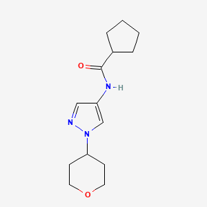 molecular formula C14H21N3O2 B2763177 N-(1-(tetrahydro-2H-pyran-4-yl)-1H-pyrazol-4-yl)cyclopentanecarboxamide CAS No. 1797721-09-5
