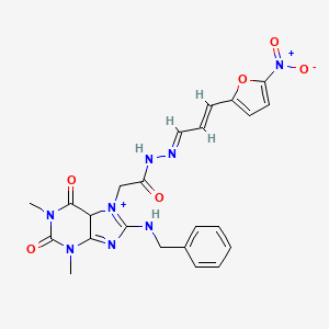 molecular formula C23H22N8O6 B2763181 2-[8-(benzylamino)-1,3-dimethyl-2,6-dioxo-2,3,6,7-tetrahydro-1H-purin-7-yl]-N'-[(1E,2E)-3-(5-nitrofuran-2-yl)prop-2-en-1-ylidene]acetohydrazide CAS No. 941938-18-7