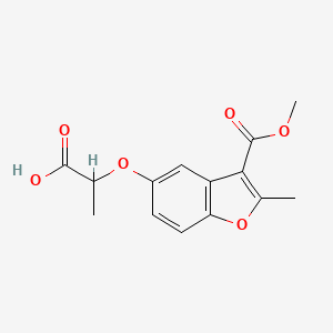 molecular formula C14H14O6 B2763184 2-{[3-(Methoxycarbonyl)-2-methyl-1-benzofuran-5-yl]oxy}propanoic acid CAS No. 300674-06-0