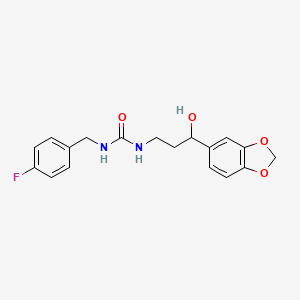 molecular formula C18H19FN2O4 B2763190 1-(3-(苯并[d][1,3]二噁嗪-5-基)-3-羟基丙基)-3-(4-氟苄基)脲 CAS No. 1421505-92-1