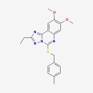 molecular formula C21H22N4O2S B2763198 2-Ethyl-8,9-dimethoxy-5-[(4-methylbenzyl)sulfanyl][1,2,4]triazolo[1,5-c]quinazoline CAS No. 860650-28-8